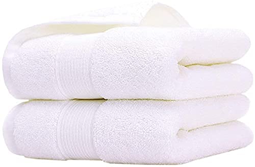 Welfic Bamboo Cotton Ultra Soft Hand, Gym & Workout Towel 500 GSM (Set of 2) (White) - Image 1