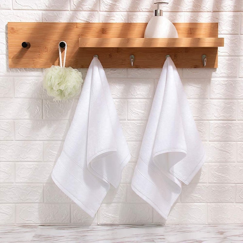 Welfic Bamboo Cotton Ultra Soft Hand, Gym & Workout Towel 500 GSM (Set of 2) (White) - Image 2