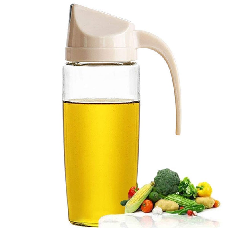 RIVUGJA Glass Oil and Vinegar Dispenser Bottle with Automatic Opening and Closing Free Spot Measuring Oil Dispenser Bottle