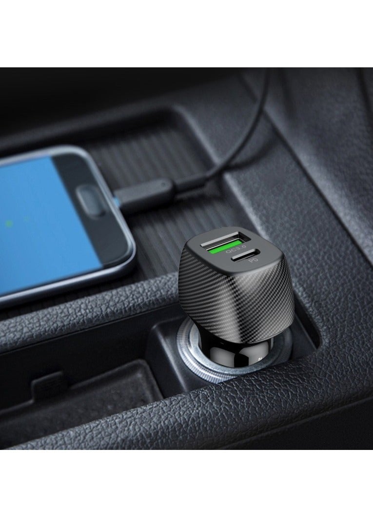 برو واحد شاحن سيارة ProOne PCG11 Qualcomm Quick Charge 3.0 مزدوج بمنفذي USB 5.4A مع كابل Type-C | شحن سريع لأجهزة iPhone، Samsung، وجميع الأجهزة التي تدعم USB | يشمل كابل Type-C بطول 1 متر - Image 1