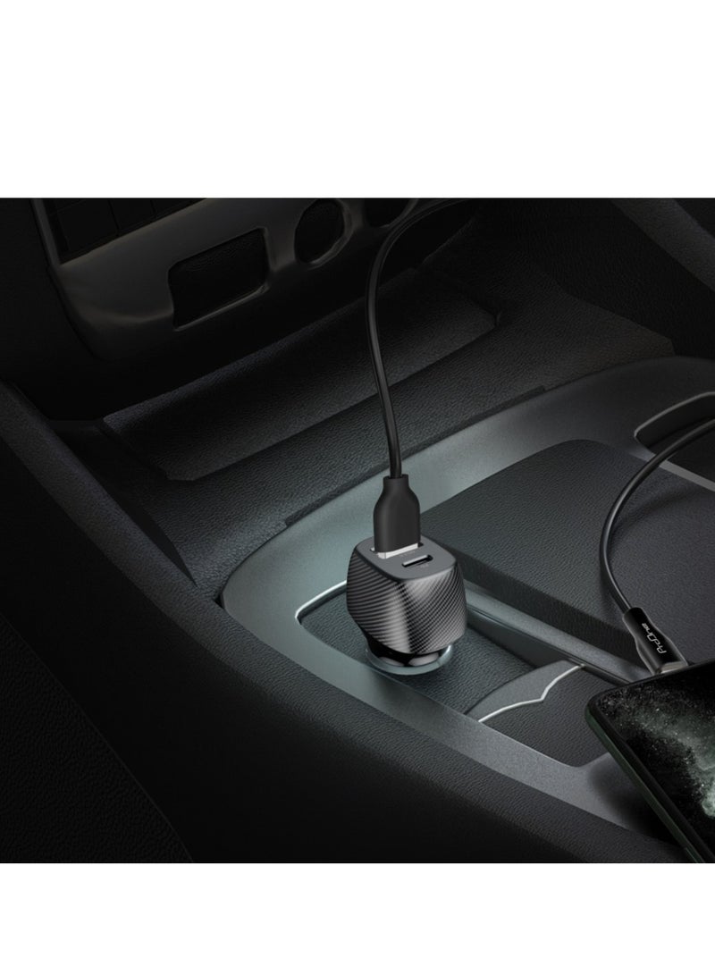 برو واحد شاحن سيارة ProOne PCG11 Qualcomm Quick Charge 3.0 مزدوج بمنفذي USB 5.4A مع كابل Type-C | شحن سريع لأجهزة iPhone، Samsung، وجميع الأجهزة التي تدعم USB | يشمل كابل Type-C بطول 1 متر - Image 5