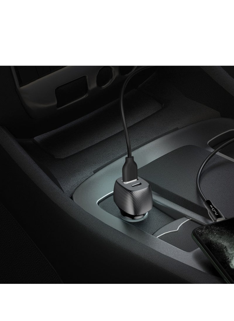 برو واحد شاحن سيارة ProOne PCG11 Qualcomm Quick Charge 3.0 مزدوج بمنفذي USB 5.4A مع كابل Type-C | شحن سريع لأجهزة iPhone، Samsung، وجميع الأجهزة التي تدعم USB | يشمل كابل Type-C بطول 1 متر  - Image 4