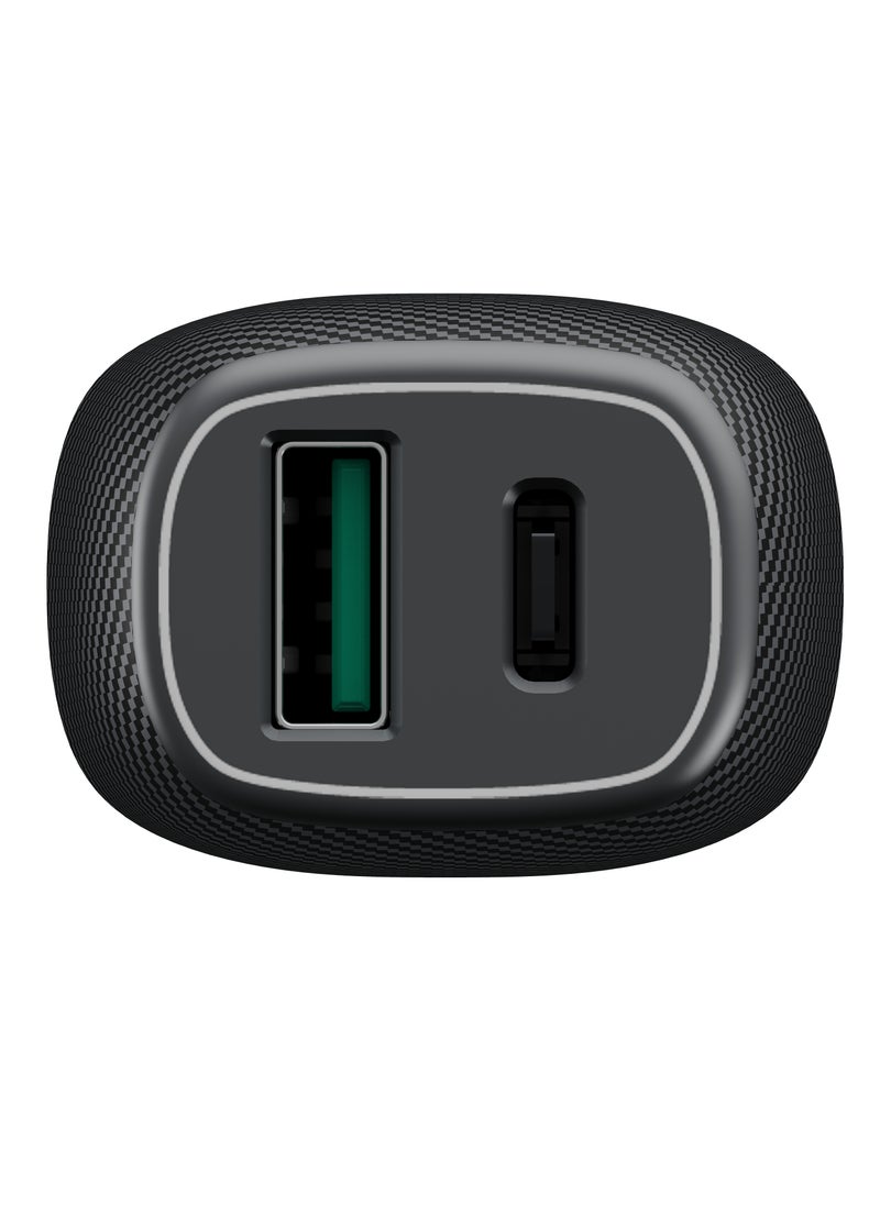 برو واحد - شاحن سيارة ProOne PCG11 Qualcomm Quick Charge 3.0 مزدوج بمنفذي USB 5.4A مع كابل Type-C | شحن سريع لأجهزة iPhone، Samsung، وجميع الأجهزة التي تدعم USB | يشمل كابل Type-C بطول 1 متر - Image 1