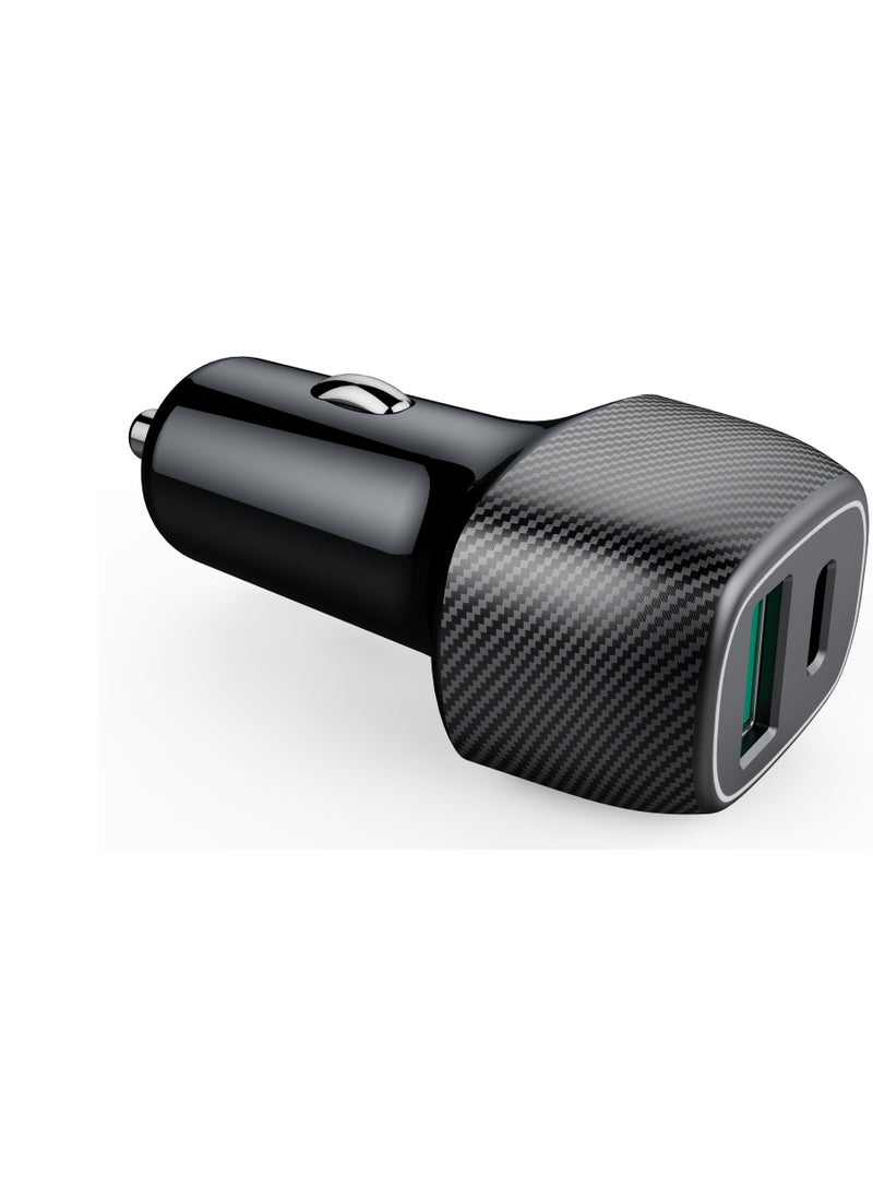 برو واحد - شاحن سيارة ProOne PCG11 Qualcomm Quick Charge 3.0 مزدوج بمنفذي USB 5.4A مع كابل Type-C | شحن سريع لأجهزة iPhone، Samsung، وجميع الأجهزة التي تدعم USB | يشمل كابل Type-C بطول 1 متر - Image 1
