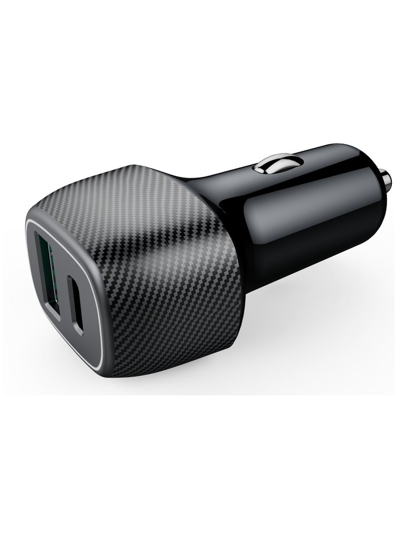 برو واحد - شاحن سيارة ProOne PCG11 Qualcomm Quick Charge 3.0 مزدوج بمنفذي USB 5.4A مع كابل Type-C | شحن سريع لأجهزة iPhone، Samsung، وجميع الأجهزة التي تدعم USB | يشمل كابل Type-C بطول 1 متر - Image 1