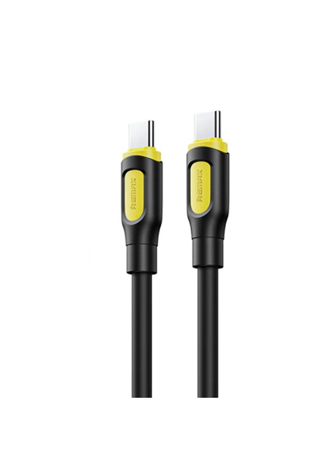 ريماكس كابل شحن سريع RC-C111 سلسلة Ruinay، 60 واط، كابل من النوع C إلى النوع C، مادة TPE متينة بطول 1 متر، تصميم مضاد للتشابك، نقل بيانات بسرعة 480 ميجابت في الثانية، متوافق مع USB-C عالمي، تصميم مرن وطويل الأمد - أسود - Image 2