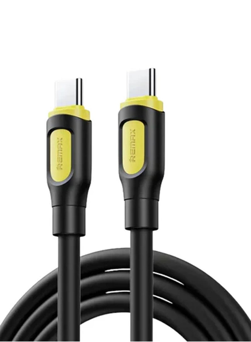 ريماكس كابل شحن سريع RC-C111 سلسلة Ruinay، 60 واط، كابل من النوع C إلى النوع C، مادة TPE متينة بطول 1 متر، تصميم مضاد للتشابك، نقل بيانات بسرعة 480 ميجابت في الثانية، متوافق مع USB-C عالمي، تصميم مرن وطويل الأمد - أسود - Image 1