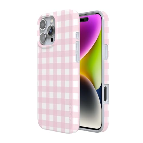 Casely iPhone 16 Pro Case | Pink Plaid | Sunday Best | Compatible with MagSafe | Classic Ultra Slim Design - Image 2