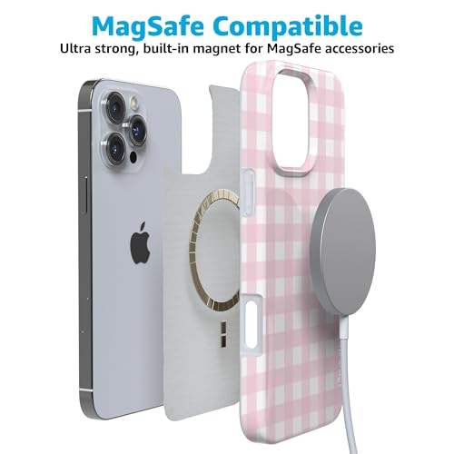 Casely iPhone 16 Pro Case | Pink Plaid | Sunday Best | Compatible with MagSafe | Classic Ultra Slim Design - Image 4