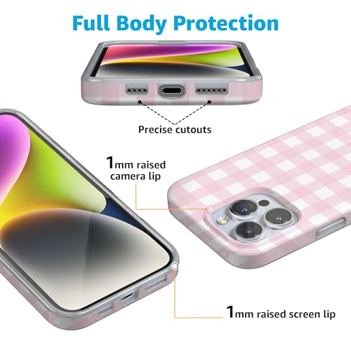 Casely iPhone 16 Pro Case | Pink Plaid | Sunday Best | Compatible with MagSafe | Classic Ultra Slim Design - Image 3