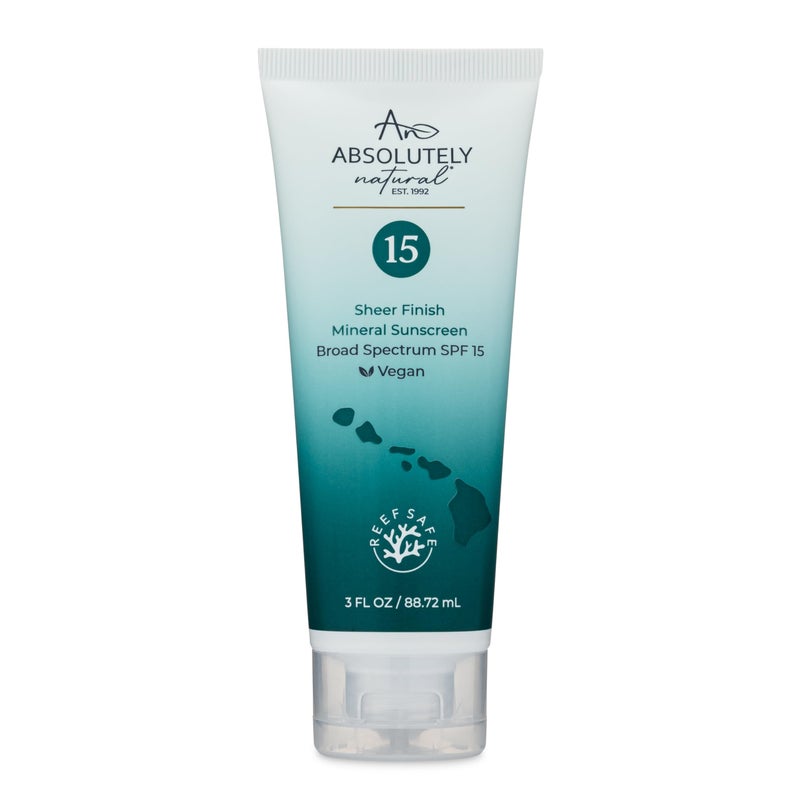 Absolutely Natural طبيعي تمامًا - واقي شمس معدني SPF 15 - مرطب مقاوم للماء واسع الطيف للجسم والوجه - مع أكسيد الزنك غير النانوي، فيتامين E، ومضادات الأكسدة - صنع في الولايات المتحدة، 3 أونصة - Image 1