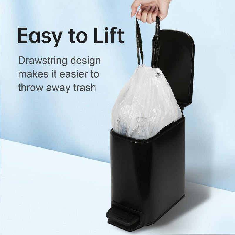 Elpheco 2.6 Gallon Trash Bags 60 Counts - For 2.5-4 Gallon Trash Cans  Strong Drawstring Garbage Bags  Clear Leakage-Free Trash Bag  Tear Free Garbage Bags  60 Count / 3 Rolls - Image 5