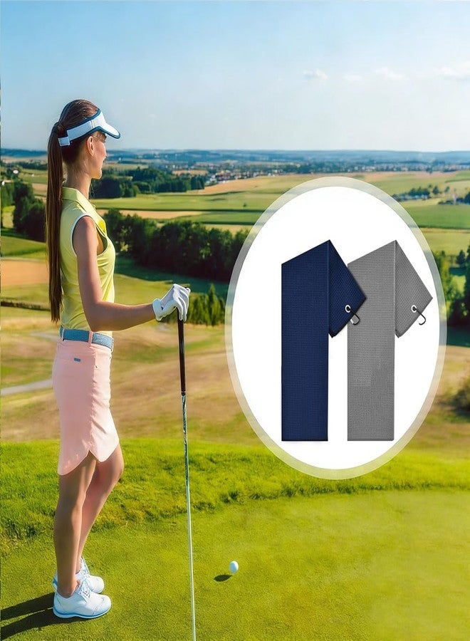 Liyujuping 2 Pack Golf Towels(16" X 24") with Carabiner Clip, Portable Microfiber Fabric Waffle Pattern Golf Towel for Golf Bag, Golf Gifts for Men/Women - Image 2