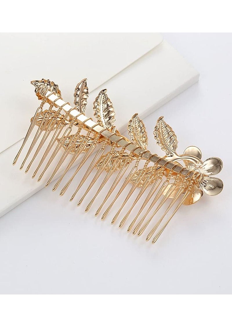KASTWAVE 4 pcs Gold Hair Comb for Women Decoratives Leaf Hair Combs Hair Accessories for Women Bridesmaid Wedding Hair Accessories - Image 4