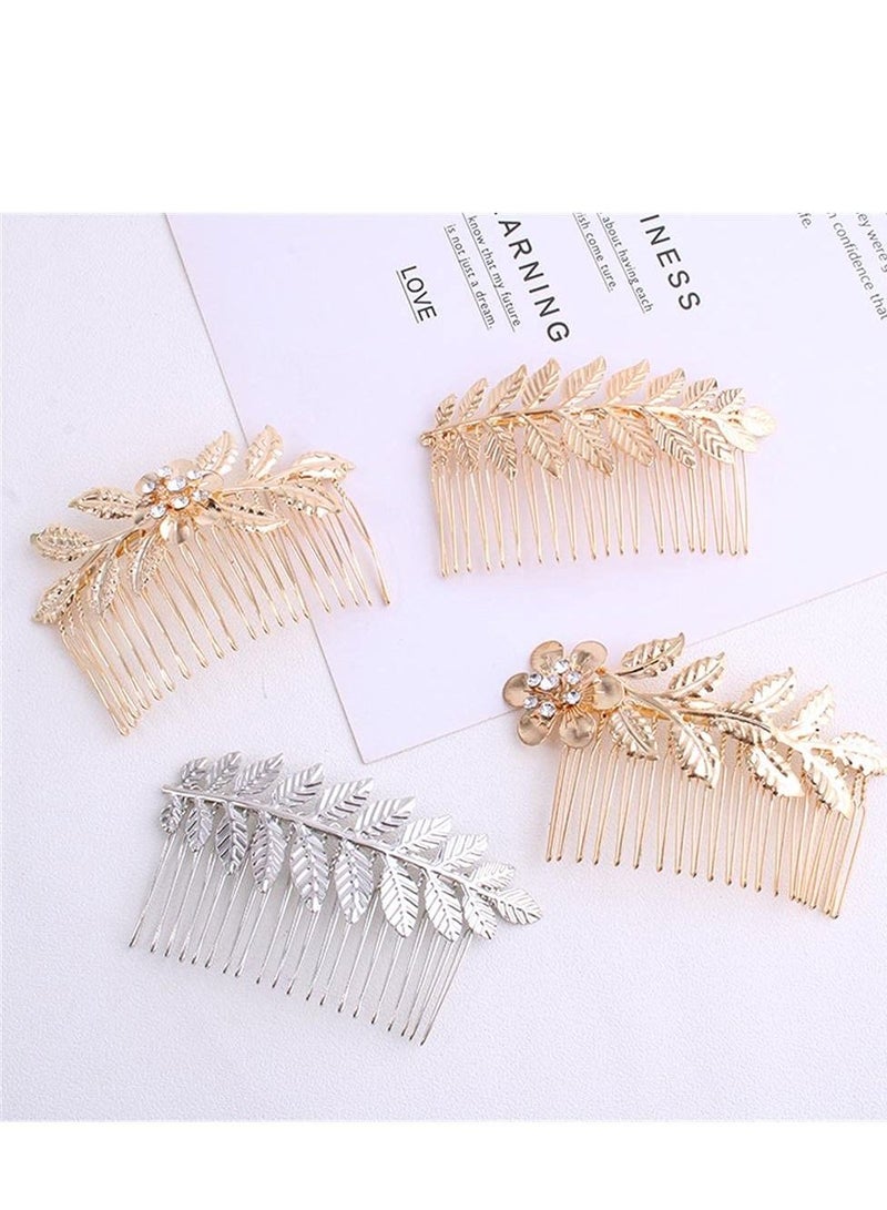 KASTWAVE 4 pcs Gold Hair Comb for Women Decoratives Leaf Hair Combs Hair Accessories for Women Bridesmaid Wedding Hair Accessories - Image 3