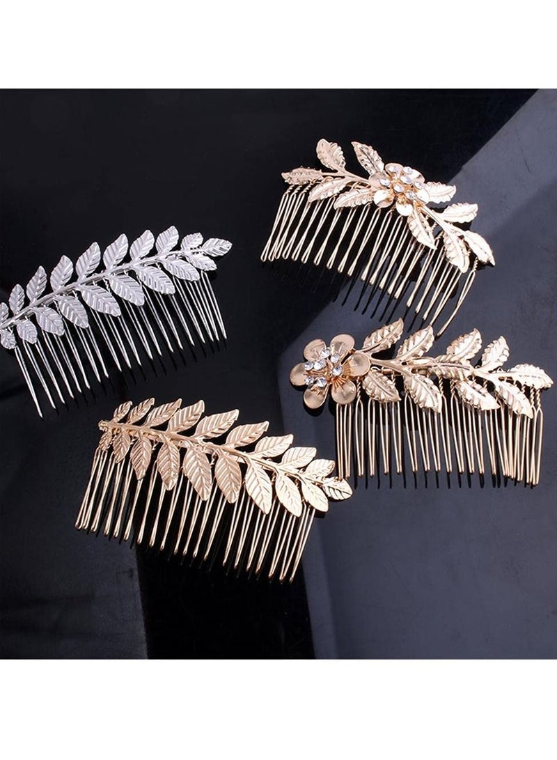 KASTWAVE 4 pcs Gold Hair Comb for Women Decoratives Leaf Hair Combs Hair Accessories for Women Bridesmaid Wedding Hair Accessories - Image 1
