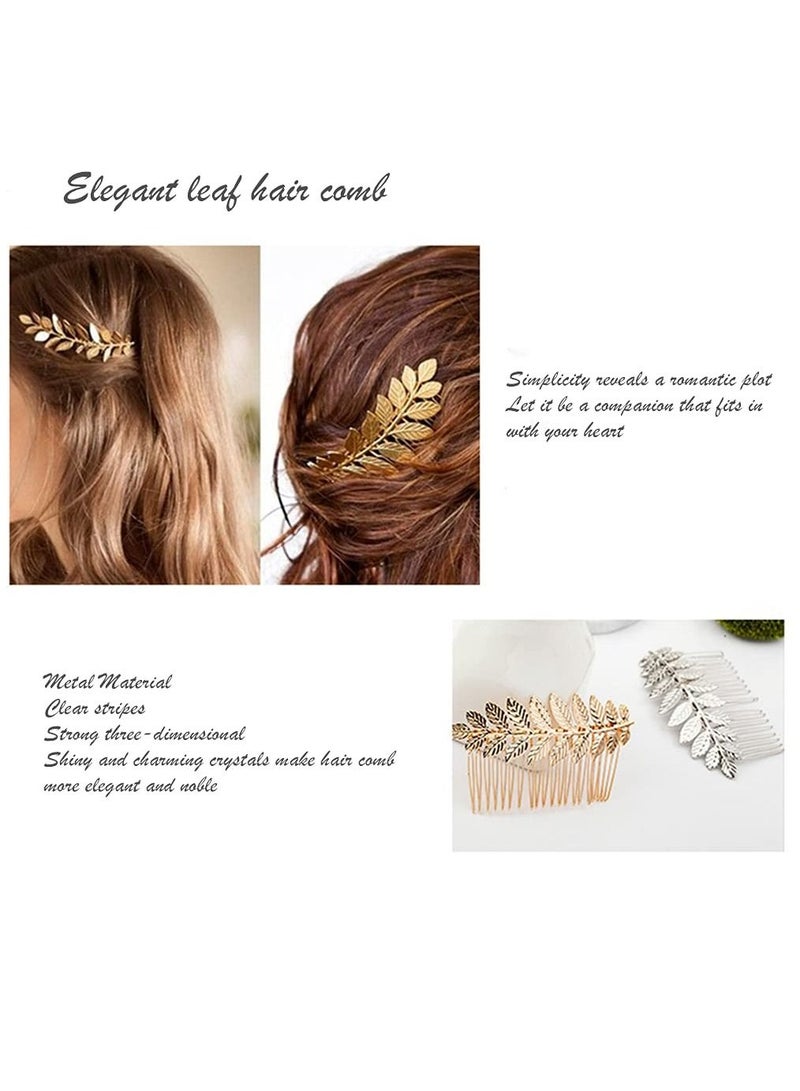 KASTWAVE 4 pcs Gold Hair Comb for Women Decoratives Leaf Hair Combs Hair Accessories for Women Bridesmaid Wedding Hair Accessories - Image 5