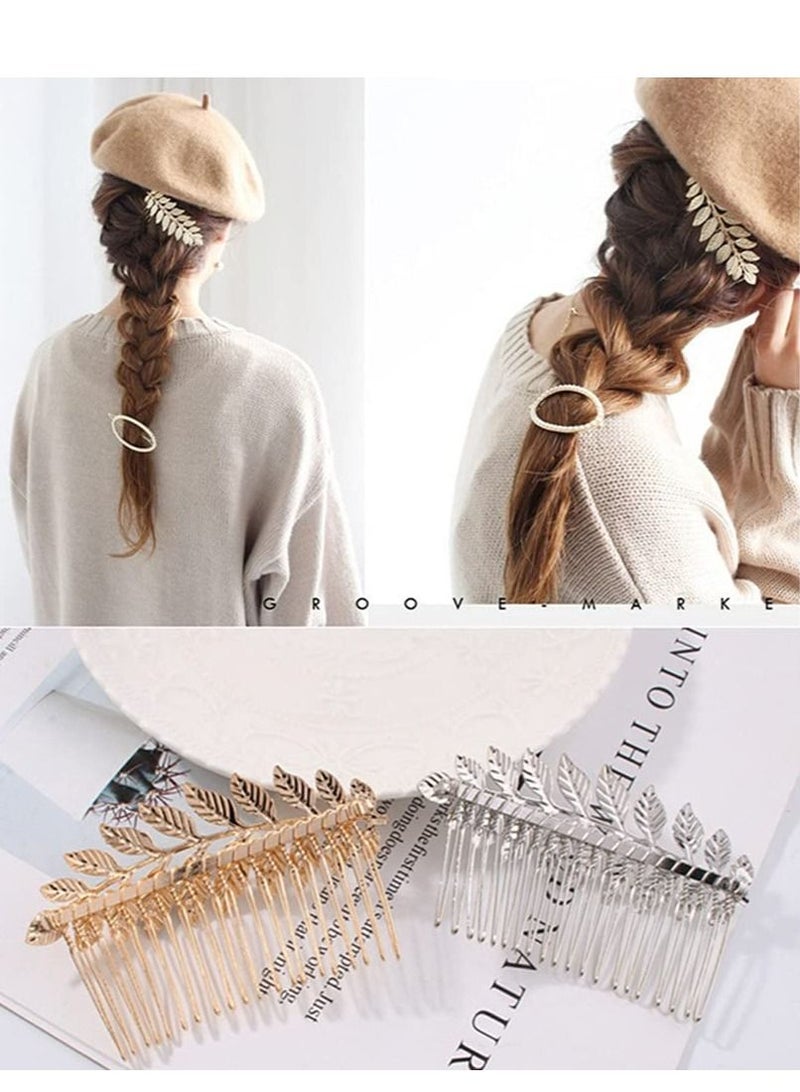 KASTWAVE 4 pcs Gold Hair Comb for Women Decoratives Leaf Hair Combs Hair Accessories for Women Bridesmaid Wedding Hair Accessories - Image 2