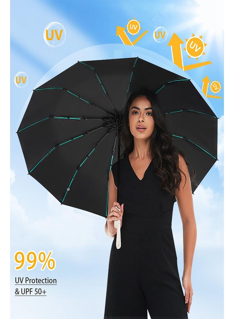 Arabest Large Double-Ribs Umbrella Automatic Folding Umbrella for Women Men, Travel, UPF 50+ UV Protection - Image 4
