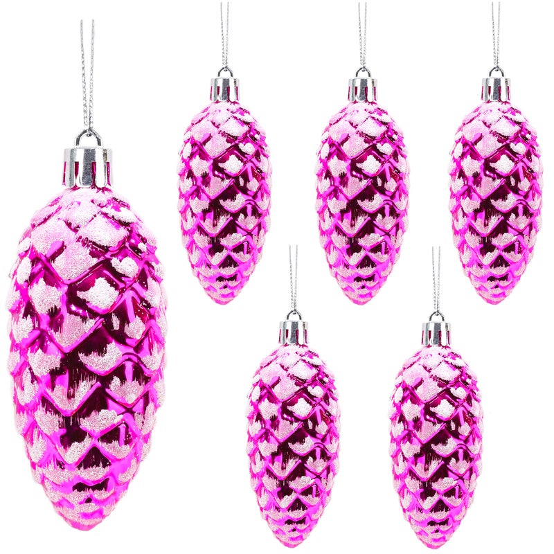 Christmas Concepts Pack of 690mm Shiny  Glitter Decorated Pine Cone Baubles  Christmas Tree Decorations Hot Pink