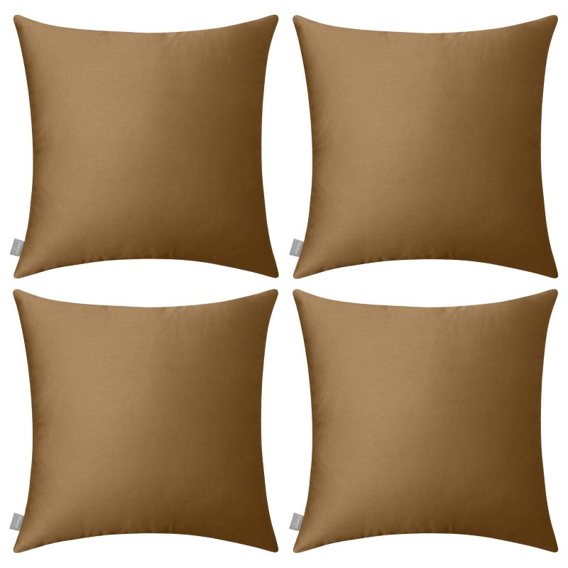 Thmyo 4-Pack 100% Cotton Comfortable Solid Decorative Throw Pillow Case Thmyo Square Cushion Cover Pillowcase Sublimation Blank Pillow Covers DIY Throw Pillowcase for Sofa(16x16 inch/ 40x40cm Light Coffee) - Image 1