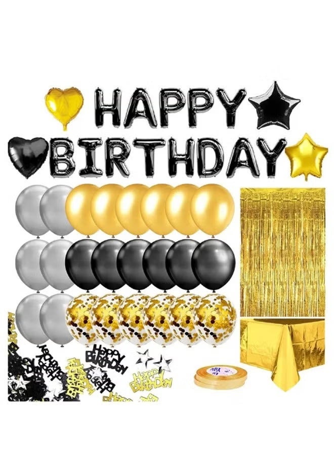 HIHILOOK Black Gold Birthday Party Decoration Balloon Arch Garland Set with Tassel Curtain,Perfect for Graduation Baby Shower Birthday Bachelorette Party Backdrop Decoration - Image 1