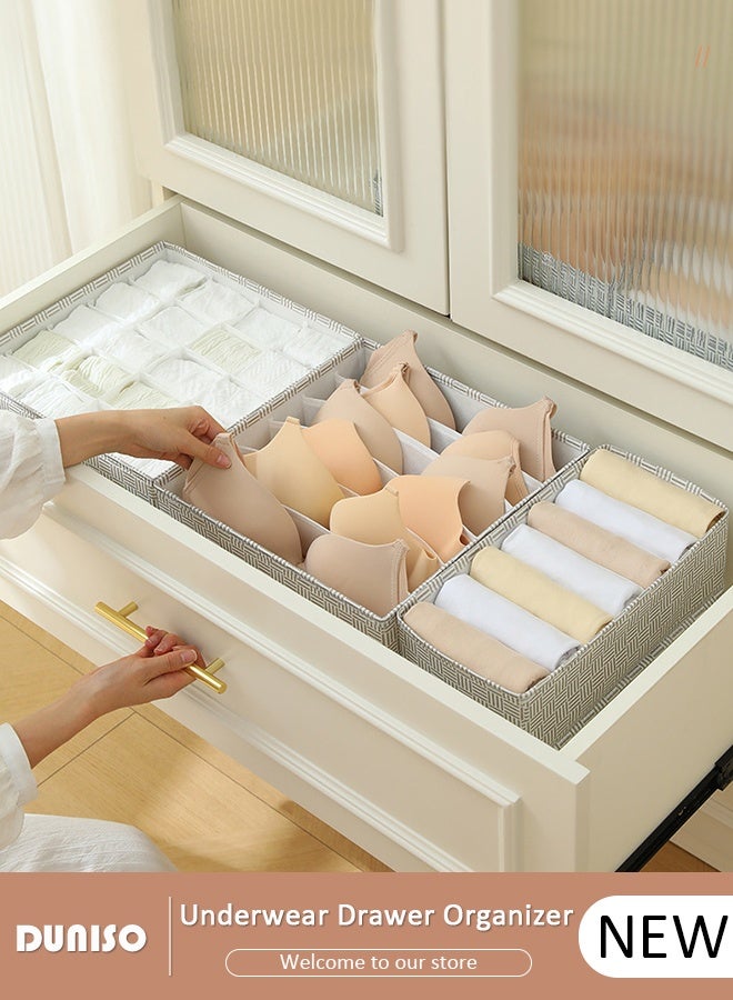 DUNISO 3 PCS Underwear Drawer Organizer Foldable Non-woven Fabric Underwear Storage Organizer Divider for Clothing Skirts Socks Bras Panties Underwear Ties  - Image 1