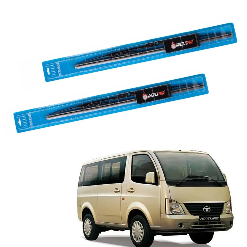Wheelyfine Car Wiper Blades | Metal Frame | Water Repellent Windshield Wipers | Blade Refills (Tata Venture (2011-2017) Dr 20"/Pa 20") - Image 2