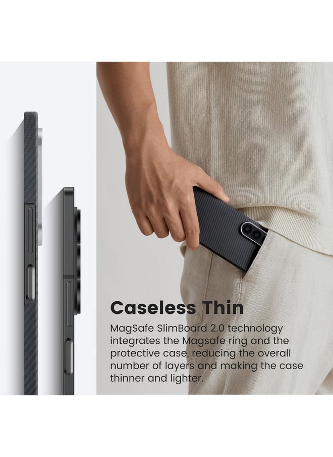 PITAKA pitaka for Z Fold 6 Case, Slim & Light Magnetic Galaxy Z Fold 6 Case with a Caseless Touch Feeling, 600D Aramid Fiber Made, Back Cover Only - Black/Grey(Twill)  - Image 3