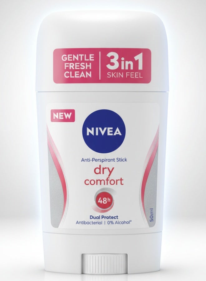 Nivea Dry Comfort Antiperspirant Deodorant Stick 48H Active Protection 50 ml Long Lasting Sweat Control Fresh Skin Care - Image 1