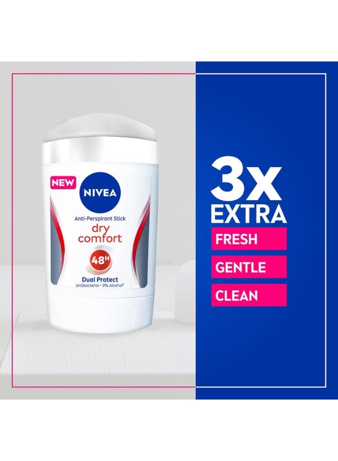 Nivea Dry Comfort Antiperspirant Deodorant Stick 48H Active Protection 50 ml Long Lasting Sweat Control Fresh Skin Care - Image 5
