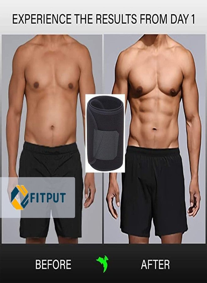 FITPUT حزام FITPUT لتنحيف الجسم مصنوع من النيوبرين، حزام للبطن للرجال والنساء، حزام ساونا غير قابل للتمزق لتمارين البطن، حزام لياقة بدنية، حزام تنحيف للرجال، (أسود) - Image 3