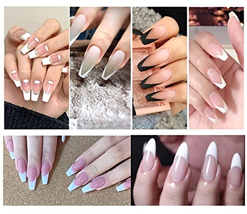 Mezerdoo 6Pcs Colorful 8/9/10 Sizes Easy French Smile Cut V Line Almond Shape Tips Manicure Edge Trimmer Nail Cutter Acrylic Pink White French Nails Mix Patterns C- Curve Tool - Image 4