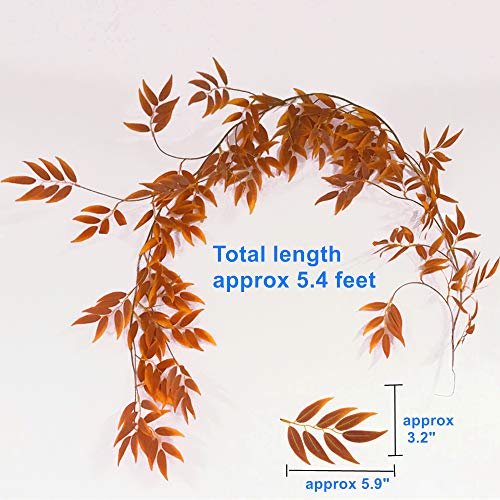 LJDJ Fall Leaves Autumn Leaf Garland Decorations - 5.4 Feet Artificial Silk Fabric Willow Plant Leaves Vines String Wedding Decor Holiday Party Supplies Faux Wall Greenery Crowns Wreath - Image 2
