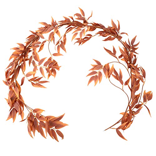 LJDJ Fall Leaves Autumn Leaf Garland Decorations - 5.4 Feet Artificial Silk Fabric Willow Plant Leaves Vines String Wedding Decor Holiday Party Supplies Faux Wall Greenery Crowns Wreath - Image 1