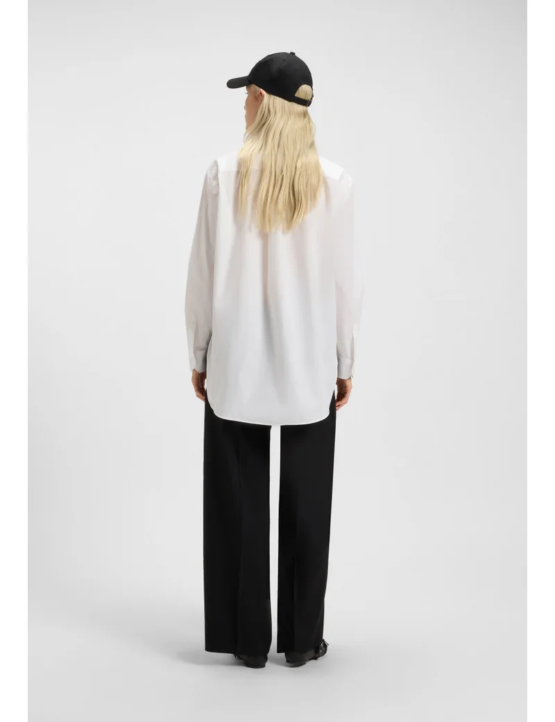 HUGO Oversized-fit blouse in cotton canvas with embroidered logo