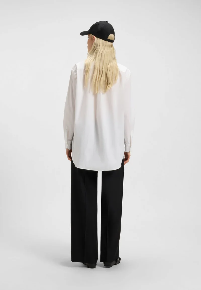 HUGO Oversized-fit blouse in cotton canvas with embroidered logo