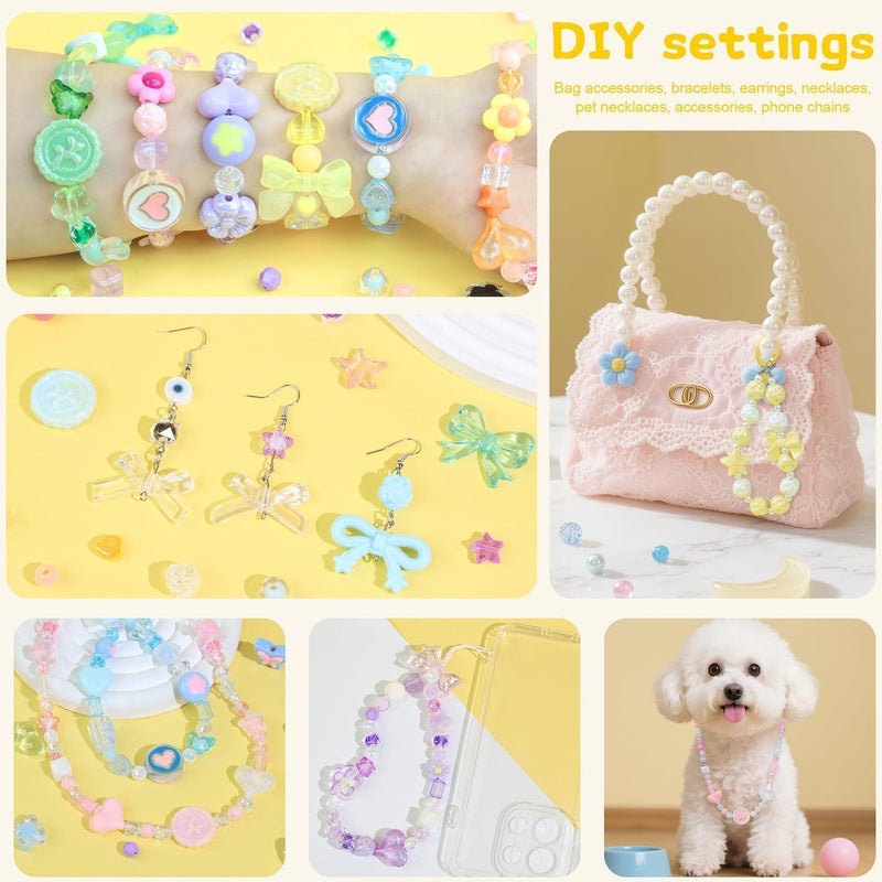 Capstro 180–240PCS Kawaii Acrylic Jewelry Making Kit (160g) – Mixed Cute Resin Charms & Beads for DIY Bracelets, Necklaces, Keychains & Crafts – Fun Set for Kids & Adults - Image 3