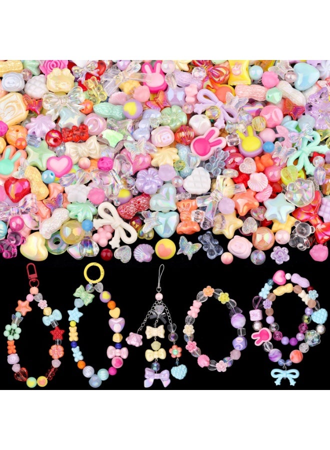 Capstro 180–240PCS Kawaii Acrylic Jewelry Making Kit (160g) – Mixed Cute Resin Charms & Beads for DIY Bracelets, Necklaces, Keychains & Crafts – Fun Set for Kids & Adults - Image 1