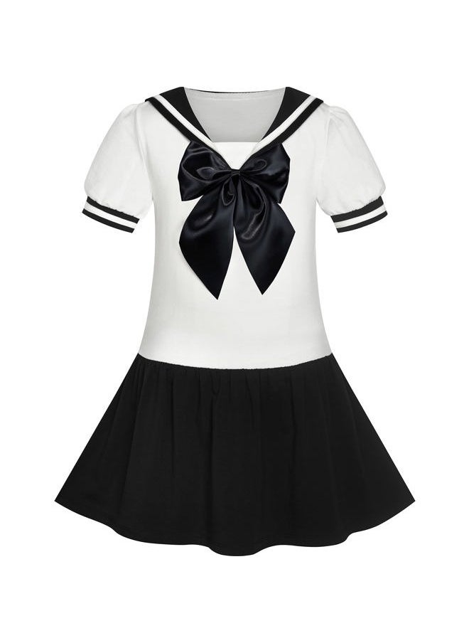 Sunny Fashion Girls Dress Black Sailor School Uniform Big Bow Tie Size 8  - Image 1