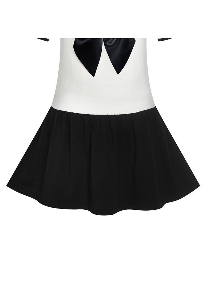 Sunny Fashion Girls Dress Black Sailor School Uniform Big Bow Tie Size 8  - Image 4
