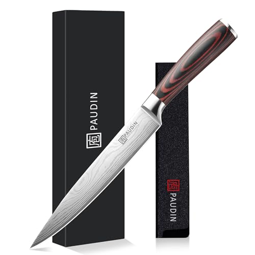 PAUDIN Carving Knife 8 inch, Ultra Sharp Brisket Slicing Knives, Premium Meat Cutting Knives German Stainless Steel, BBQ Knife with Ergonomic Handle, for Slicing Roast, Meats and Vegetables - Image 1