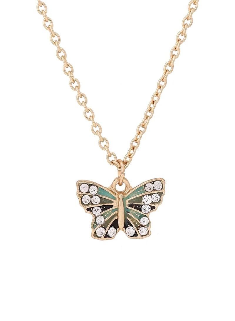 Priyaasi Brass Stone Studded Butterfly Minimal Chain