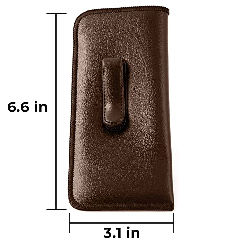 Calabria Soft Slip-In Glasses Case Pocket Metal Clip Black/Brown(2Pack) Men/Women Synthetic Leather Felt Lining 6.5"x3" - Image 4