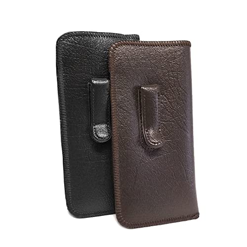 Calabria Soft Slip-In Glasses Case Pocket Metal Clip Black/Brown(2Pack) Men/Women Synthetic Leather Felt Lining 6.5"x3" - Image 2