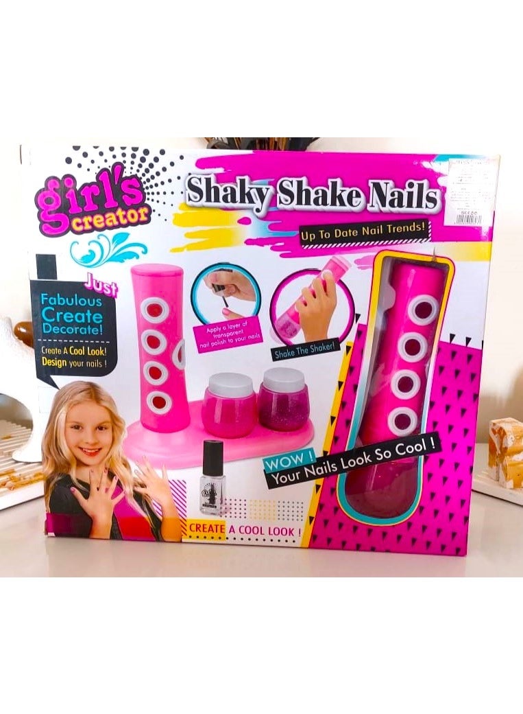 مجموعة تزيين أظافر للبنات Shaky Shake مع جليتر – لعبة تصميم وتلوين الأظافر للأطفال