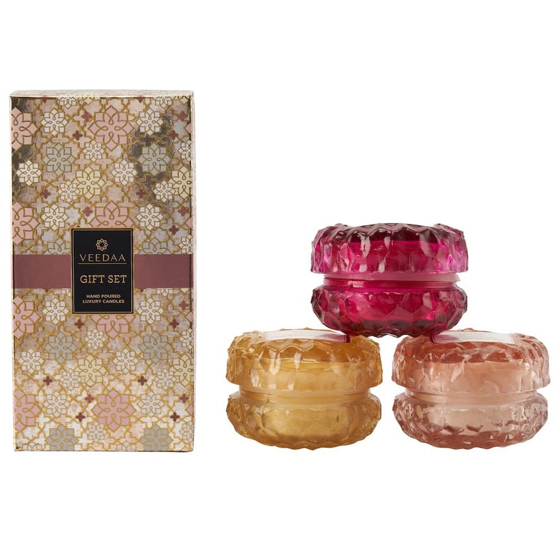 VEEDAA Crystal Glass Trio Candles Gift Set Style 2 - Image 2