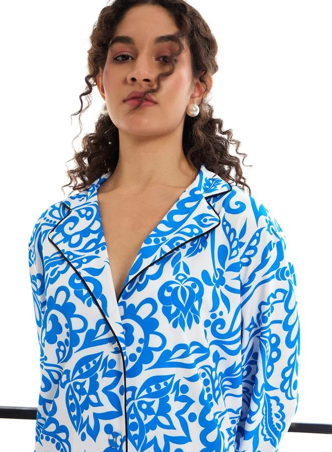 SASSAFRAS All Over Print Shirt & Straight Leg Pants Co-Ords by Styli