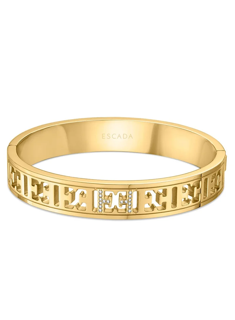 إسكادا Estelle Gold Plated Bangle with Cutout Logo and Sparkling Crystals
