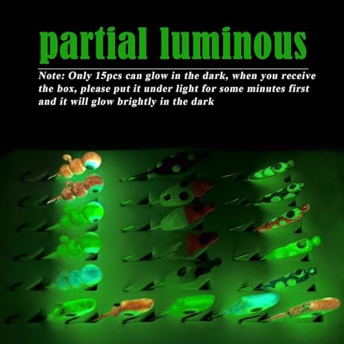 Dovesun Ice Fishing Jigs Kit Fishing Gear Lures Glow in The Dark Ice Jigs/Soft Baits with Tackle Box Ice Fishing Jig Heads Walleye Crappie Set 20Pcs - Image 3
